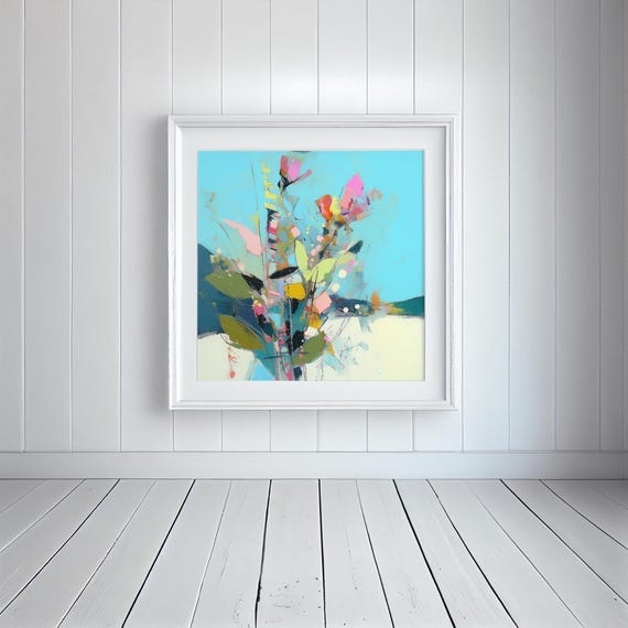 Abstract Flower Print, Colourful Botanical Wall Art