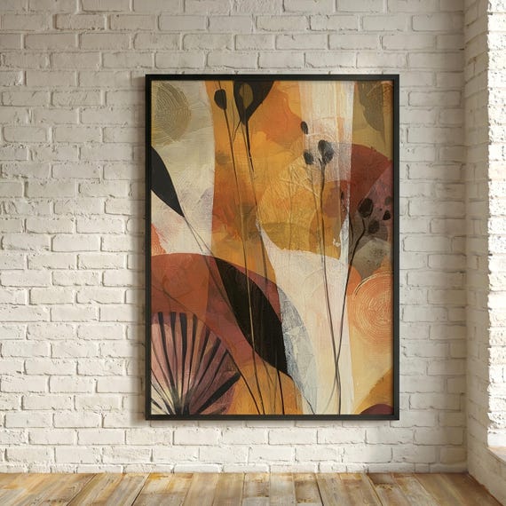 Organic Flower Petals Abstract Autumn Decor Living Room Wall Art | Modern Home Decor