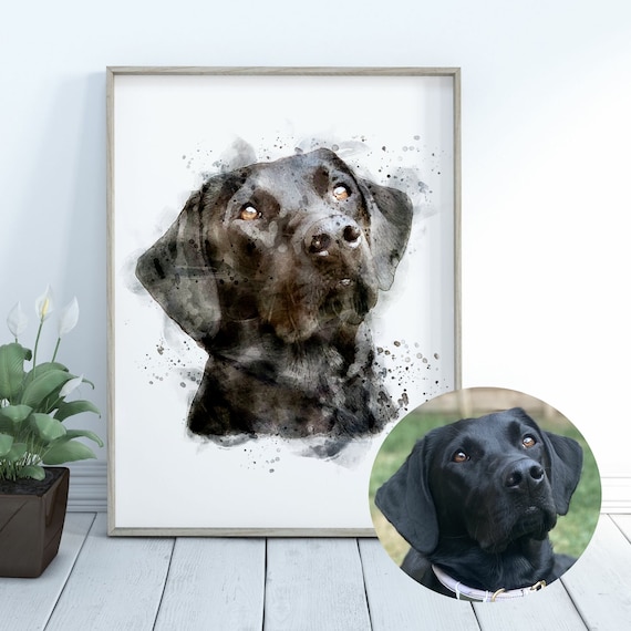 Custom Pet Portrait, Watercolor Style Dog or Cat Art, Pet Memorial