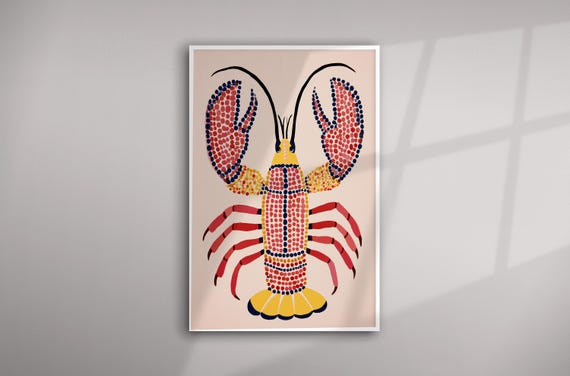 Lobster Abstract Red Art for Kitchen Decor | Colourful Modern Wall Art