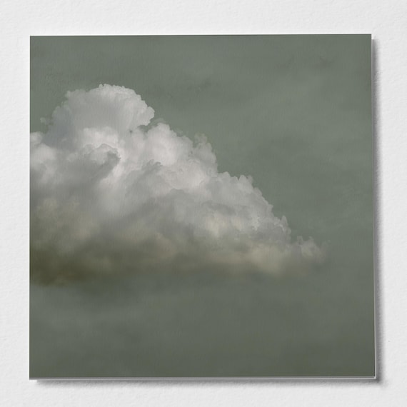 Calming and Serene Cloud | Abstract Sky Cloudscape Green Tones Living Room Wall Art | Serene Sky Home Decor