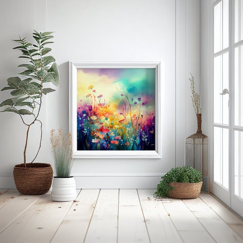 Abstract Wildflower Meadow Painting Colourful Botanical Art - Etsy