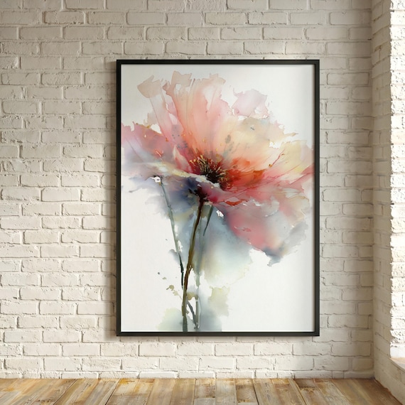 Poppy Abstract Lower- watercolour Poppy Bedroom Decor Wall Art | Watercolour Floral Canvas