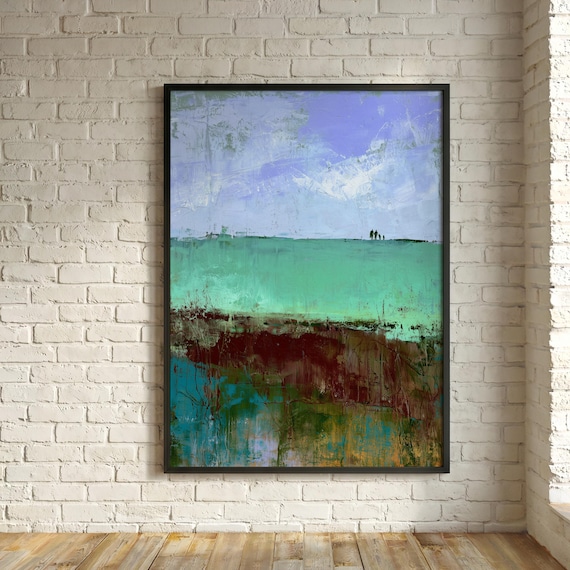 Family Landscape Abstract Parents and Children Modern Living Room Wall Art | Contemporary Home Decor