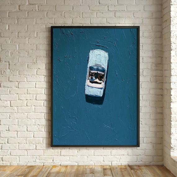 Werner Inspired Blue Convertible Abstract Impasto Wall Art Print, Werner Bronkhorst Style Living Room Home Decor Print
