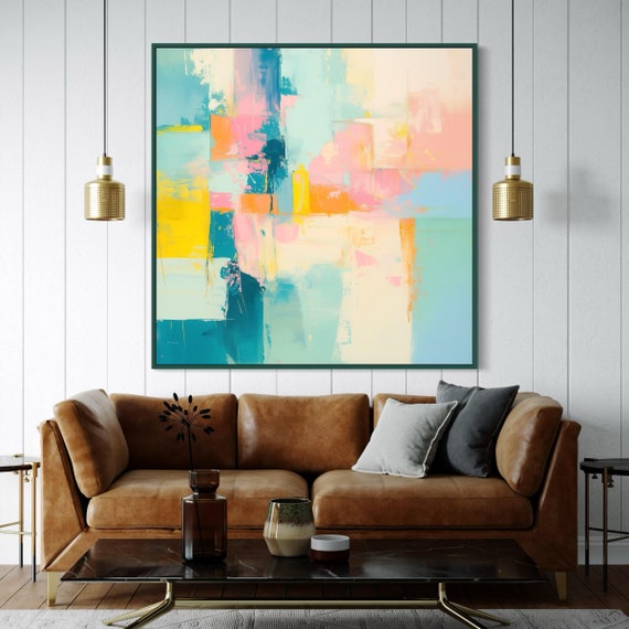 Contemporary Flower Art, Abstract block colour Painting, Colourful Vibrant Art Prints, Abstract Mixed Media impressionist wall Art,