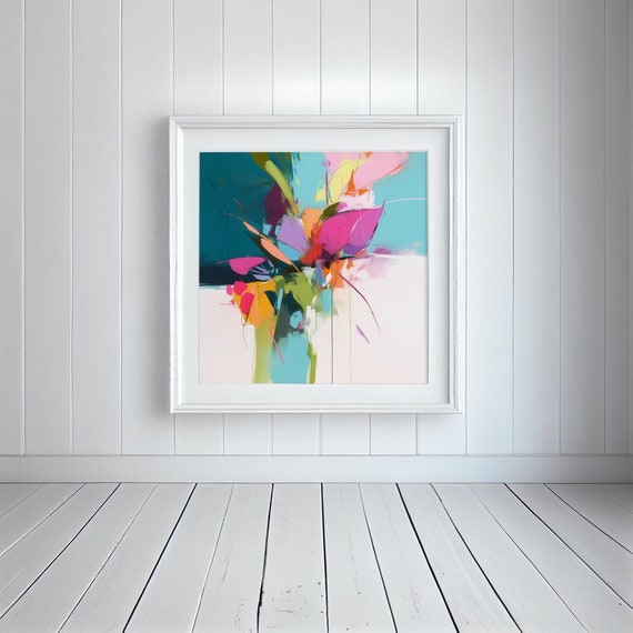 Abstract Floral Print, Colourful Impressionist Art