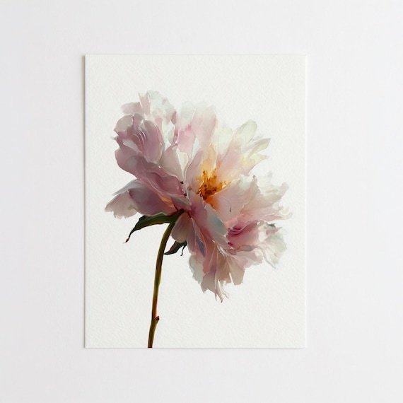 Peony Abstract Watercolour Pink Bedroom Wall Art | Soft Flowers Home Decor
