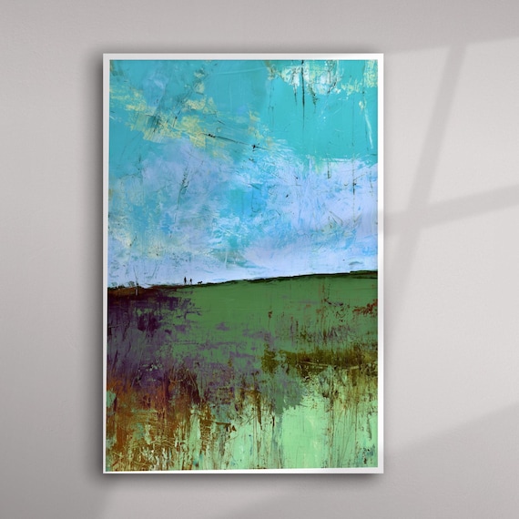 Landscape Dog and Couple Abstract Art | Rothko Inspired Dog Lovers Gift Wall Art | Modern Home Decor