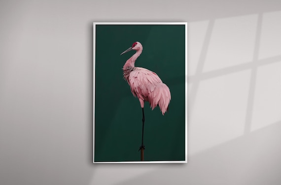 Pink Stalk Bird Elegant Art Deco Pink Art Living Room Wall Art | Elegant Home Decor