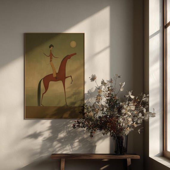 Western Cowboy Lasso Abstract Rustic Tones Living Room Rodeo Wall Art | Unique Home Decor