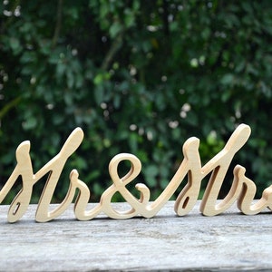 4 inches Mr Mrs Wood Sign Wood Script Letters Wood Word Rustic Wedding Decor Bridal Shower Gift Wedding Photo Prop Valentines Day Gift image 1