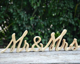 4 po de Mr Mme bois signe bois Script lettres bois mot rustique Decor Bridal Shower cadeau mariage Photo Prop Saint Valentin cadeau de mariage