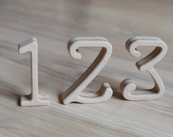 7.5cm 1-10 Zahlen aus Holz, Holzzahlen Hochzeiten