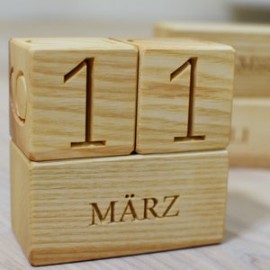 Wood Calendar German Wood Blocks Perpetual Calendar Table Desk Organizer Calendar Christmas Gift Back to School Gift