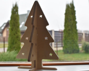 Albero di Natale in legno moderno Albero di Natale scandinavo Fai da te Decorazione invernale Decorazione alternativa Compensato Albero di Natale Cat Decoro sicuro