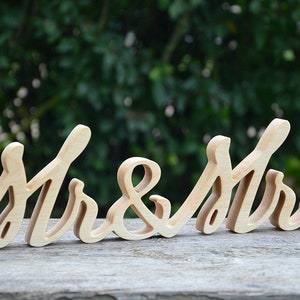 4 inches Mr Mrs Wood Sign Wood Script Letters Wood Word Rustic Wedding Decor Bridal Shower Gift Wedding Photo Prop Valentines Day Gift image 2