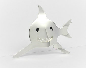 Sterling Silver 925 Laughing Shark Brooch