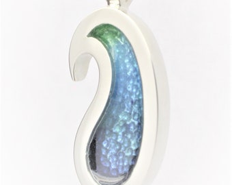 Sterling Silver 925  and Enamel Paisley Pattern Pendant