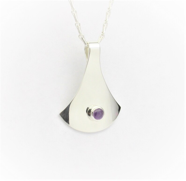 Sterling Silver Amethyst Fan Pendant
