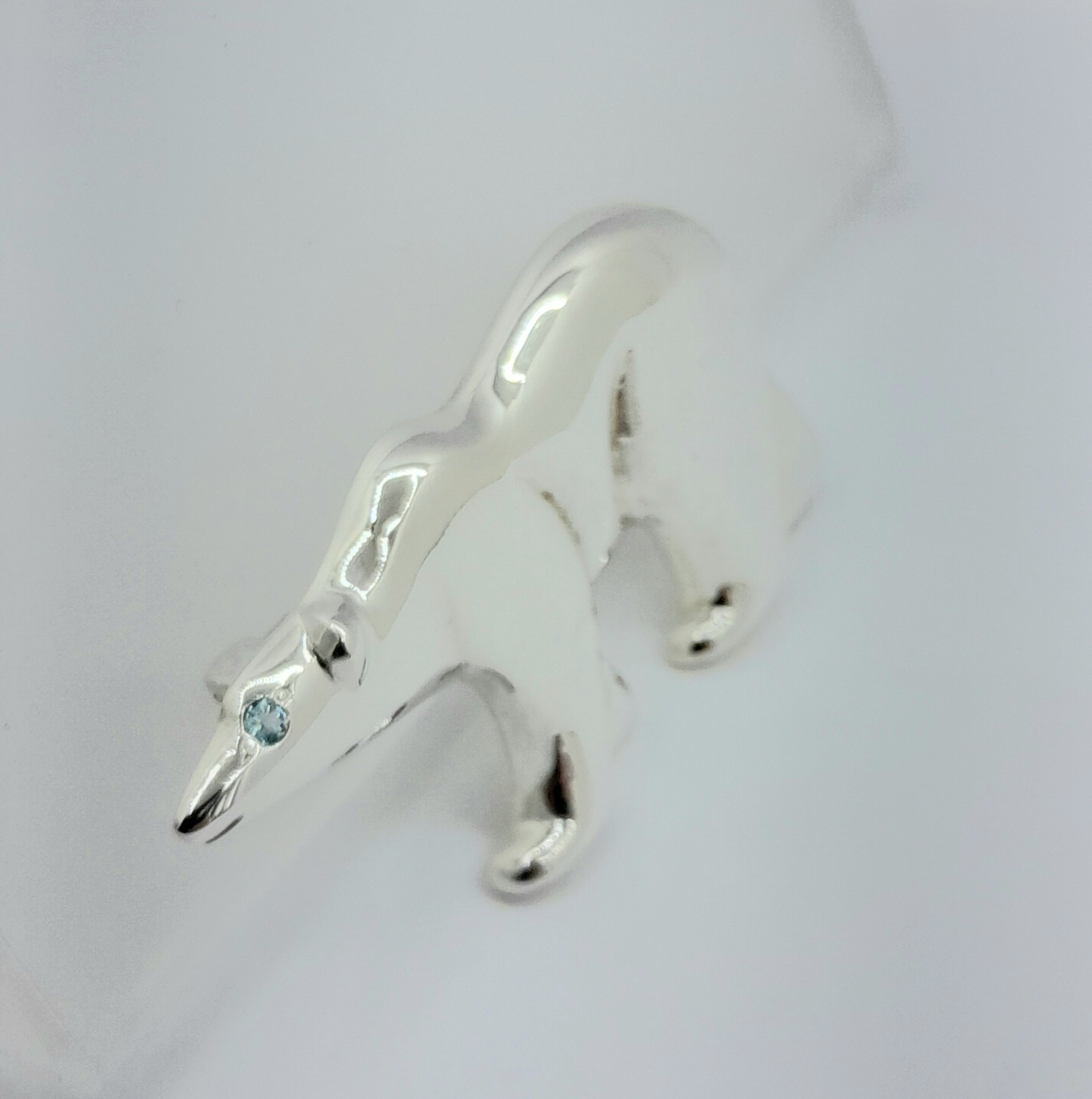 Sterling Silver 925 Polar Bear Brooch With Blue Topaz Eye - Etsy