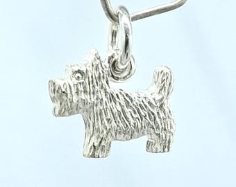 Sterling Silver Scottie Dog Charm: Handmade Shaggy Coat, Edinburgh Hallmarked