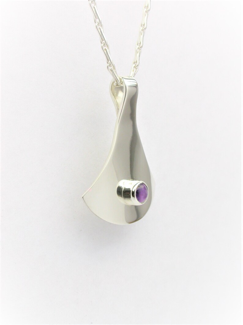Sterling Silver Amethyst Fan Pendant