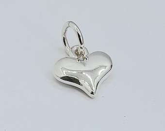 Sterling Silver 925 handmade 2D puff heart charm