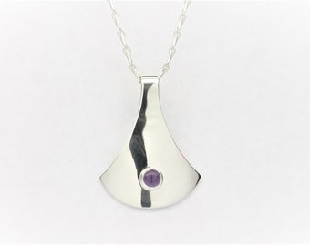 Sterling Silver Amethyst Fan Pendant