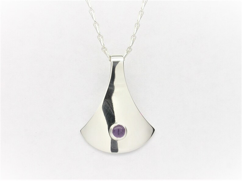 Sterling Silver Amethyst Fan Pendant