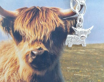 Sterling Silver 925 Highland Cow Charm: Handmade Scottish Jewellery