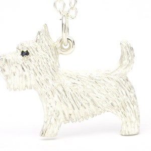 Sterling Silver 925  Scottie Dog Pendant with Sapphire Eye