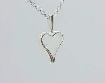 Sterling silver 925  Open Heart silhouette Pendant