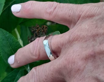 Sterling Silver 925  Square TV shape ring