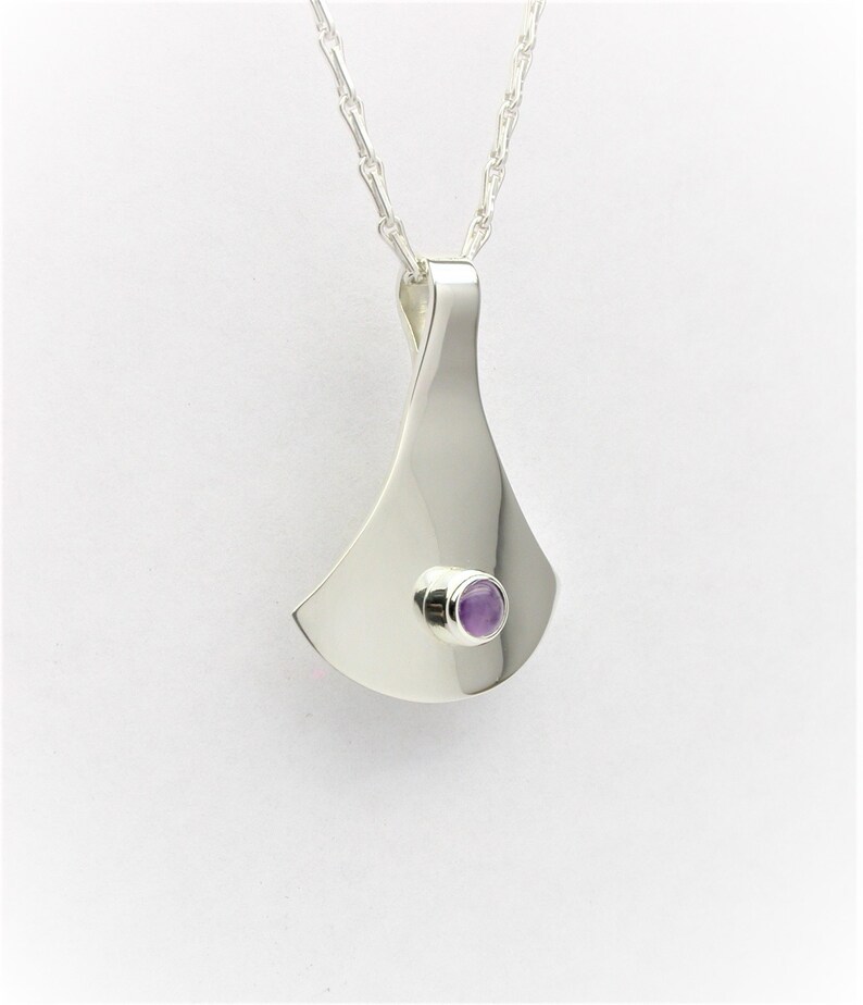 Sterling Silver Amethyst Fan Pendant