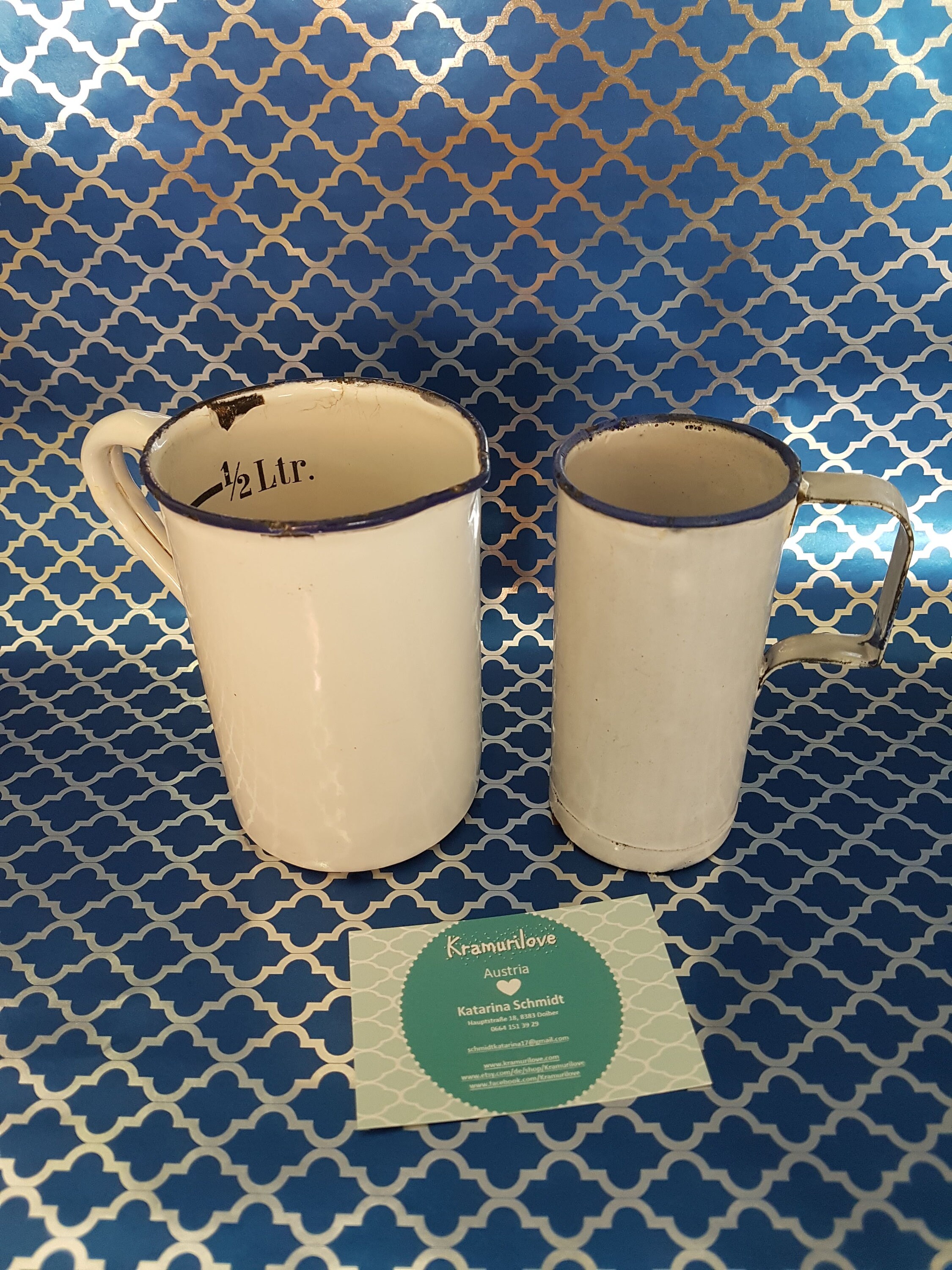 Kitchen Dimension Enamel Measuring Cup Old Enamel White Shabby