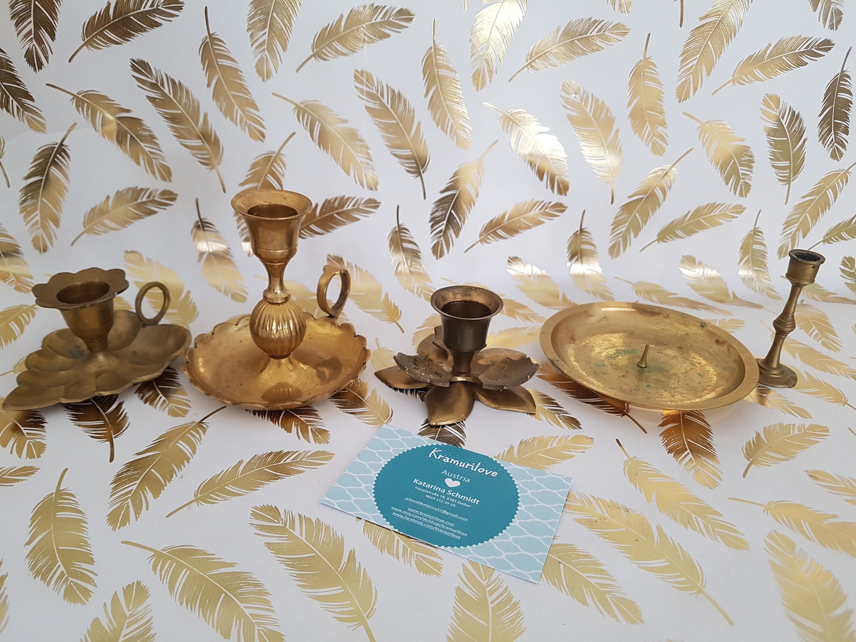 Candle Holder In Brass Shabby Candlestick Shabby Decoration