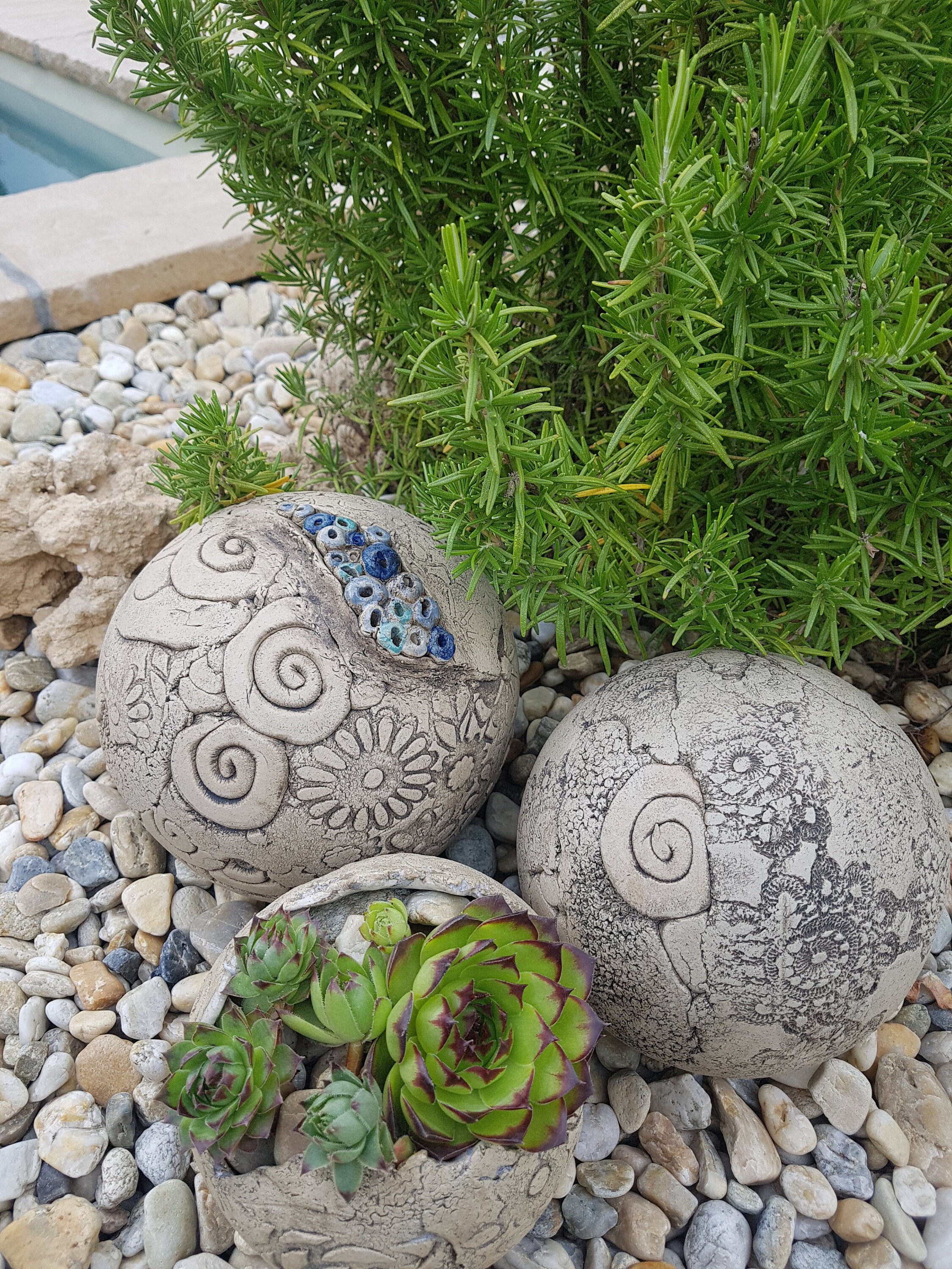 ceramic ball, ceramic, garden art, garden ball, ceramic sculpture