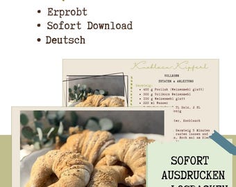 Knoblauch Stangerl Rezept |Brötchen Rezept|Last minute Geschenk|Backanleitung|Rezept pdf|Kipferl Rezept||einfach backen|Brot backen einfach