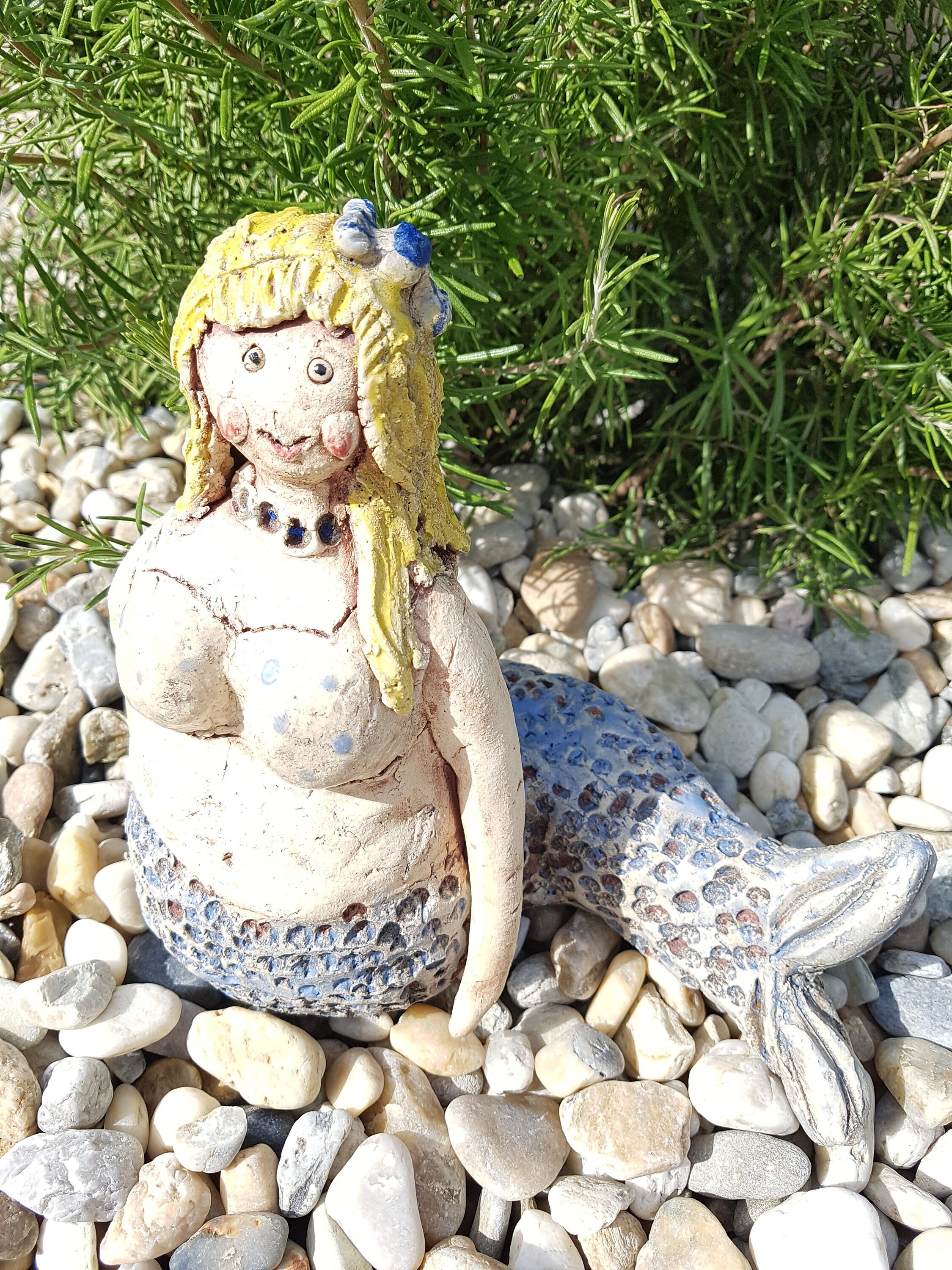 Nixe Keramik Kunst Badenixe Teichskulptur Geschenk Keramik Etsy