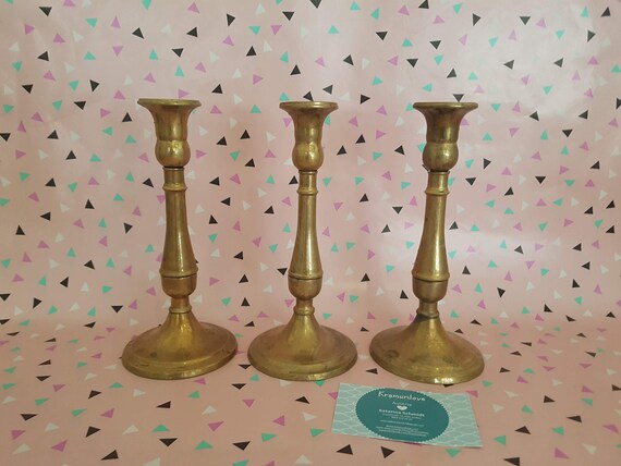 Candle Holder In Brass Shabby Candlestick Shabby Decoration Etsy