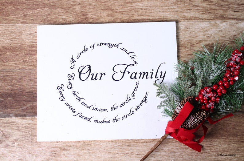 Our Family Circle Poem Rustic Sign Decor Wooden Sign Elegant Etsy