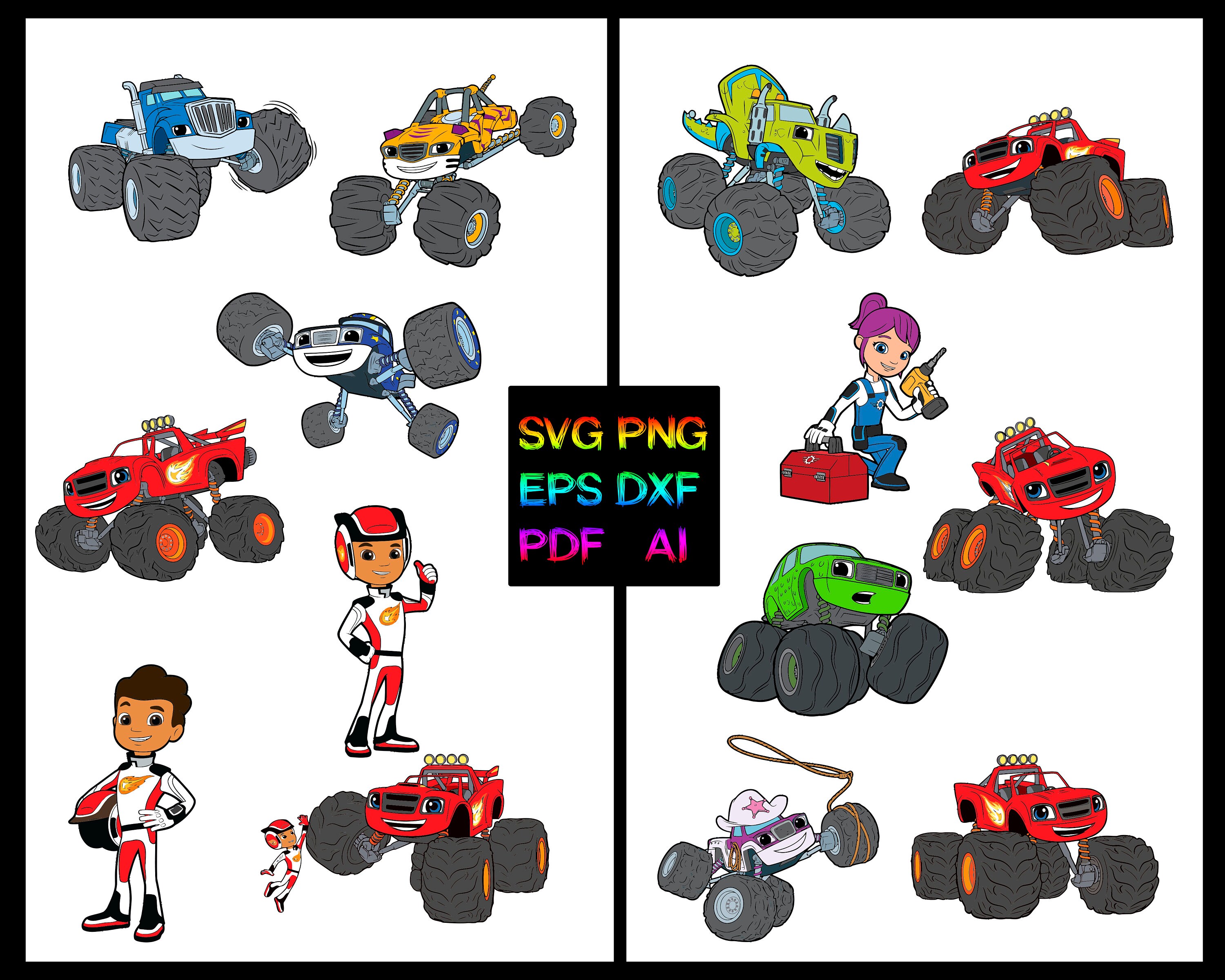 14 Blaze and the Monster Machines vector svg png ai eps dxf | Etsy