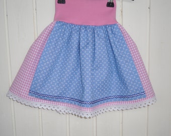 Dirndl--Trachtenrock---Rosa--Blau--74---122