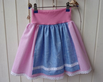 Dirndl--Trachtenrock---Rosa--Blau--74--122