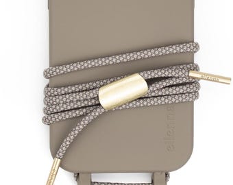 Cadena y funda para teléfono desmontable para iPhone Samsung en color ROBLE marrón claro con cordón OAT, hecha a mano eilenna