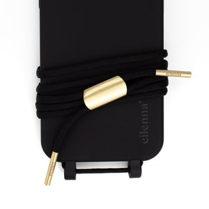 Chaîne de téléphone portable à changer avec étui de téléphone portable pour iPhone Samsung en CROW Noir avec cordon BLACK BEAUTY, fait main par eilenna