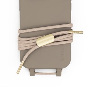 Chaîne de téléphone portable interchangeable et étui de téléphone portable pour iPhone Samsung dans la couleur OAK marron clair avec cordon SANDY, fait main par eilenna
