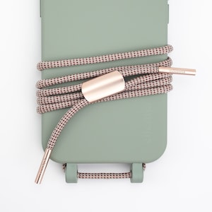 Chaîne de téléphone portable bandoulière et étui de téléphone portable pour iPhone Samsung en vert sauge SAGE avec cordon CHESS, fait main par eilenna