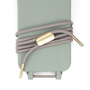 Chaîne de téléphone portable pour changer et étui de téléphone portable pour iPhone Samsung en vert sauge SAGE avec cordon BOHEMIAN, fait main par eilenna
